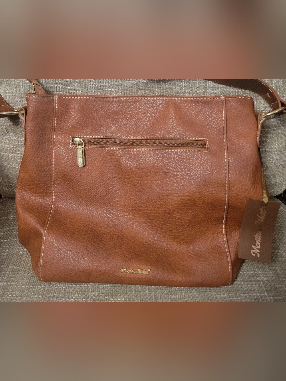 NWT Montana West Hobo Bag MWC-070BR Brown Vegan Leather Shoulder Crossbody Purse